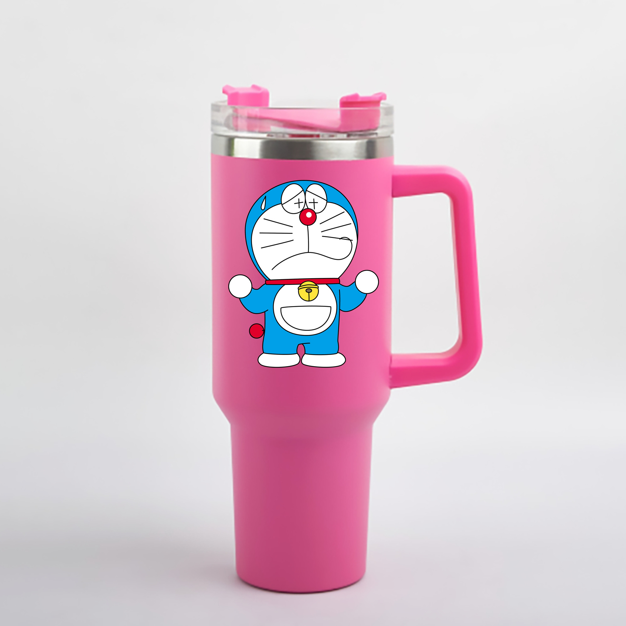 （画像用） ドラえもん Doraemon 1200mL車用タンブラー - クリスタルステッカー（プラスチックストロー付き）
